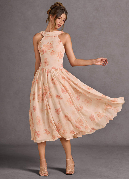 Rowan Peach Midi Dress