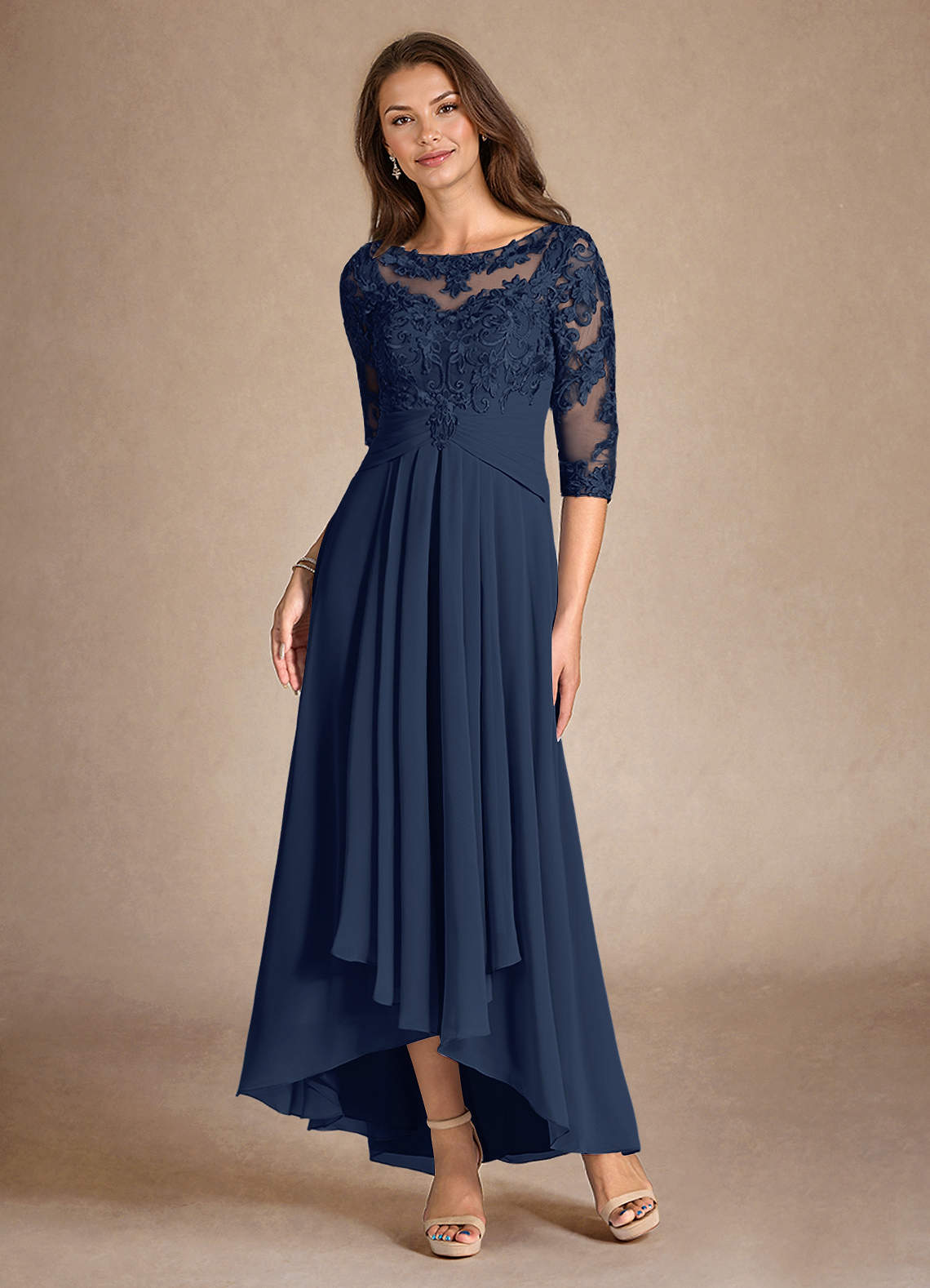Dark Navy A-Line Lace Dress