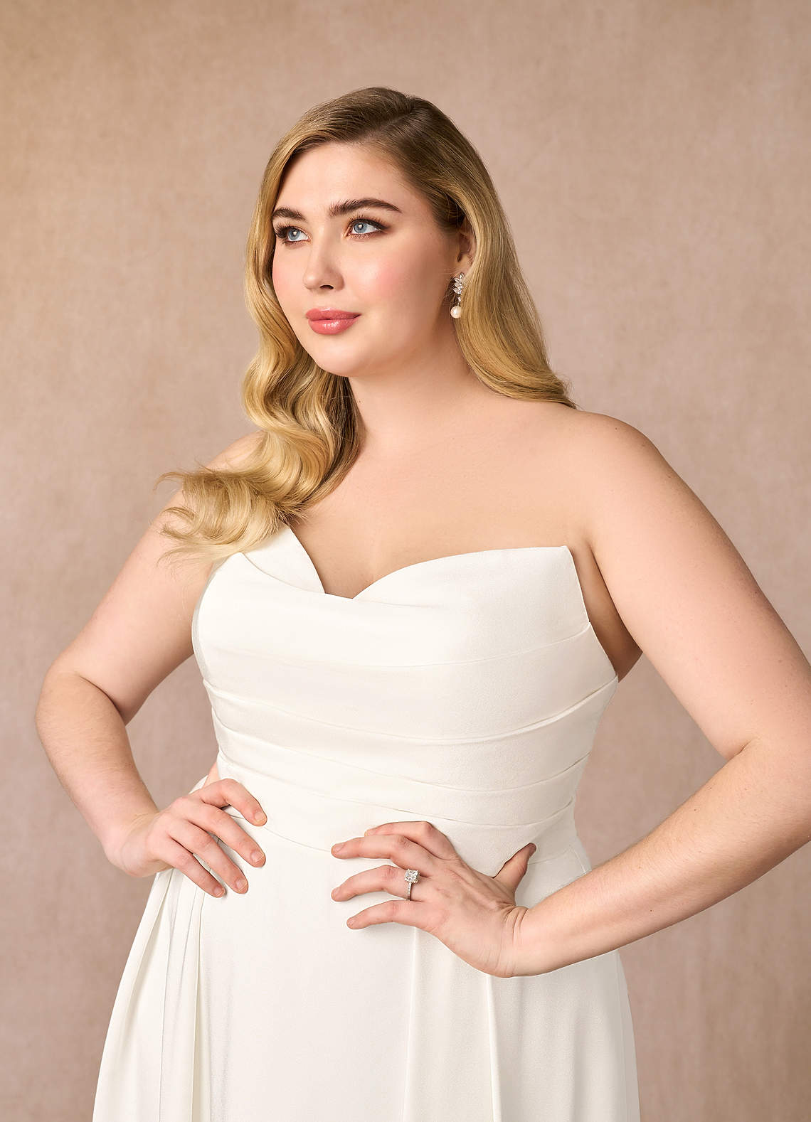 Diamond White A-Line Sequins Crepe Back Satin Dress