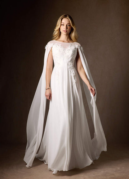 Diamond White A-Line Scoop Chiffon Dress