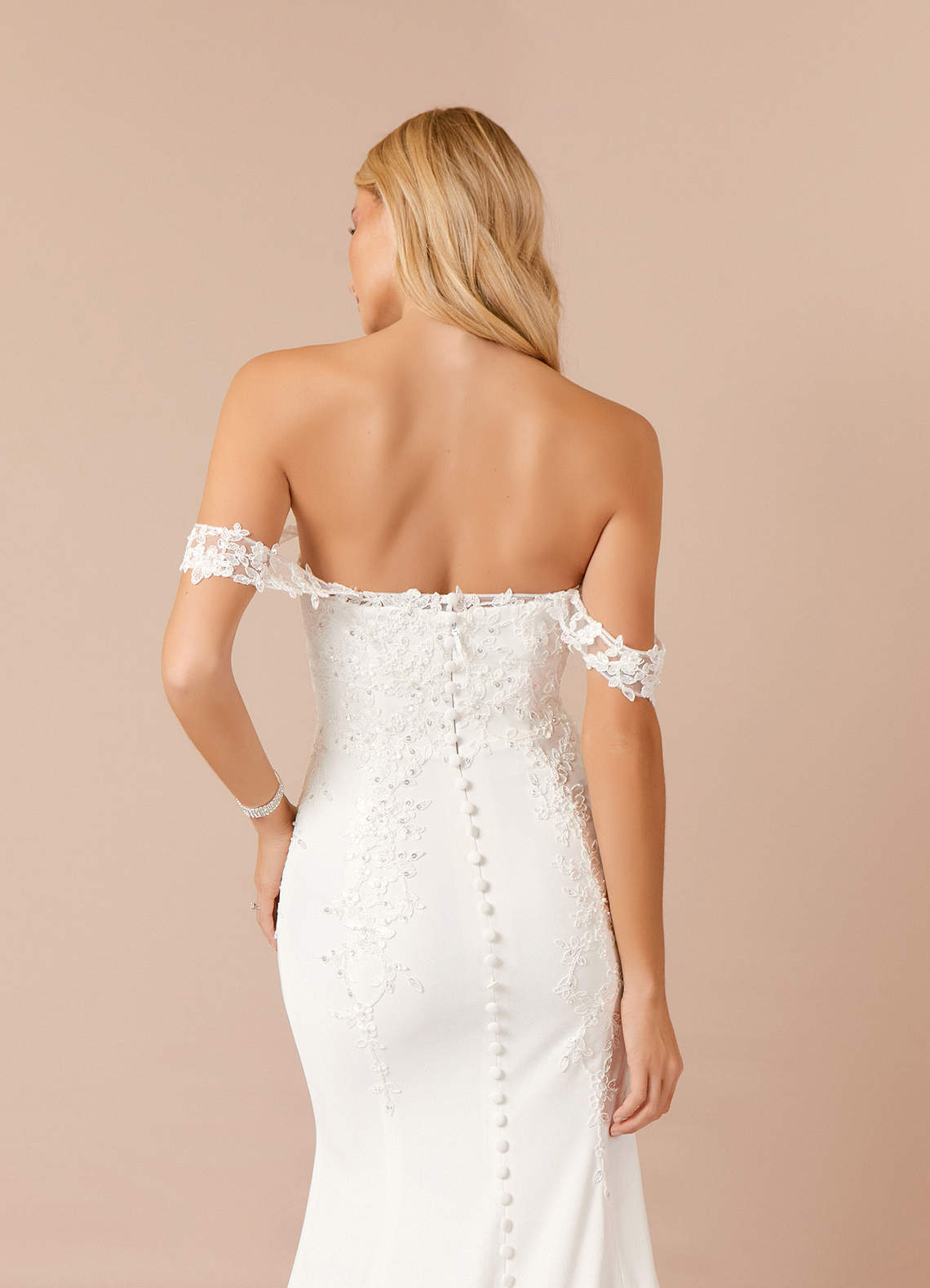 Diamond White Mermaid Sequins Stretch Crepe Dress