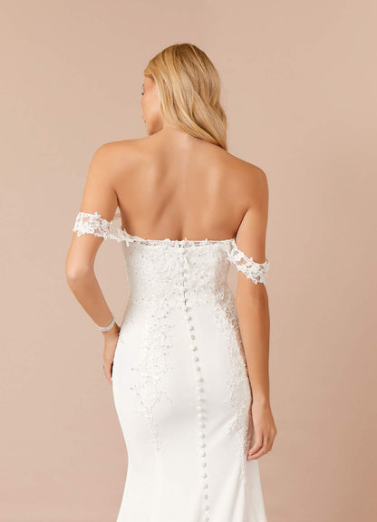 Diamond White Mermaid Sequins Stretch Crepe Dress