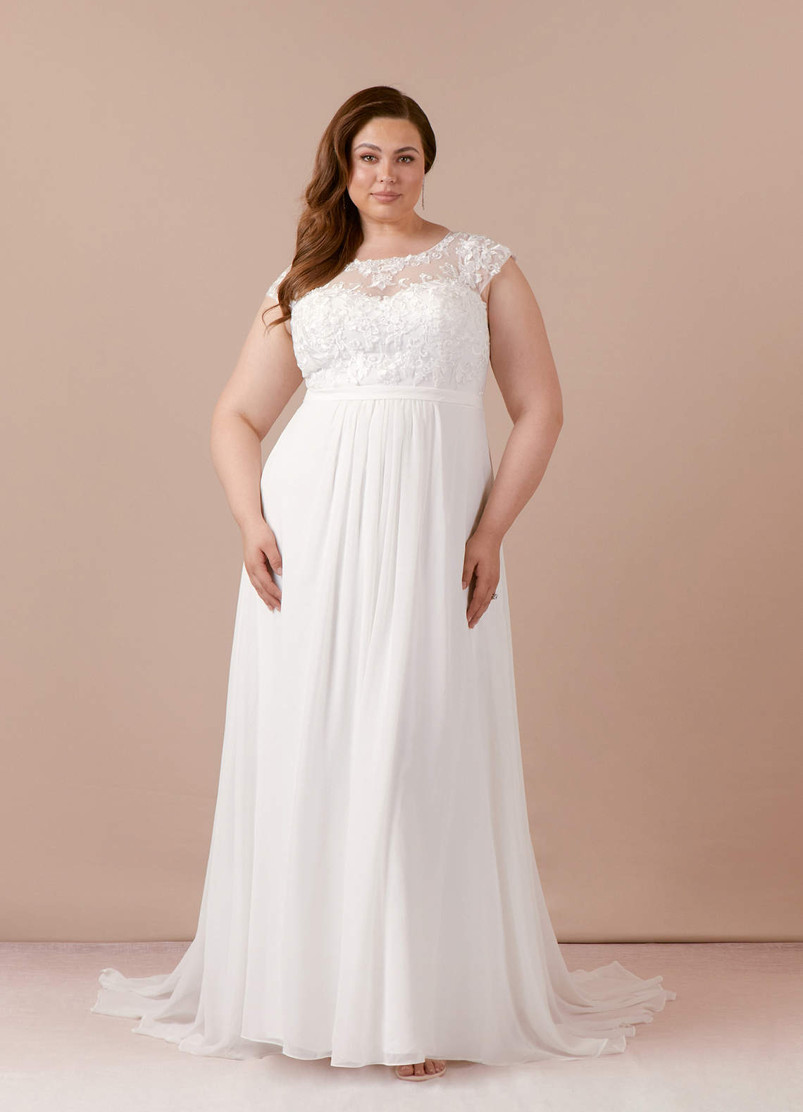 Diamond White A-Line Scoop Sequins Chiffon Dress