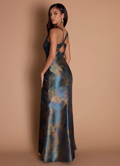 Iliana Teal Bronze Maxi Dress  Dress