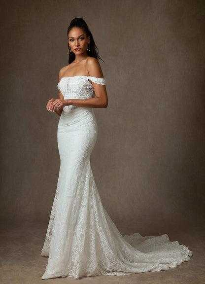 Diamond White Mermaid Lace Dress