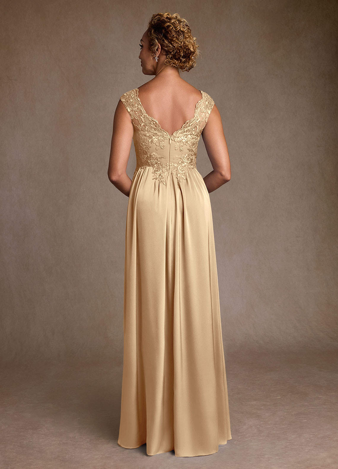 Champagne A-Line Lace Dress