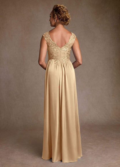 Champagne A-Line Lace Dress