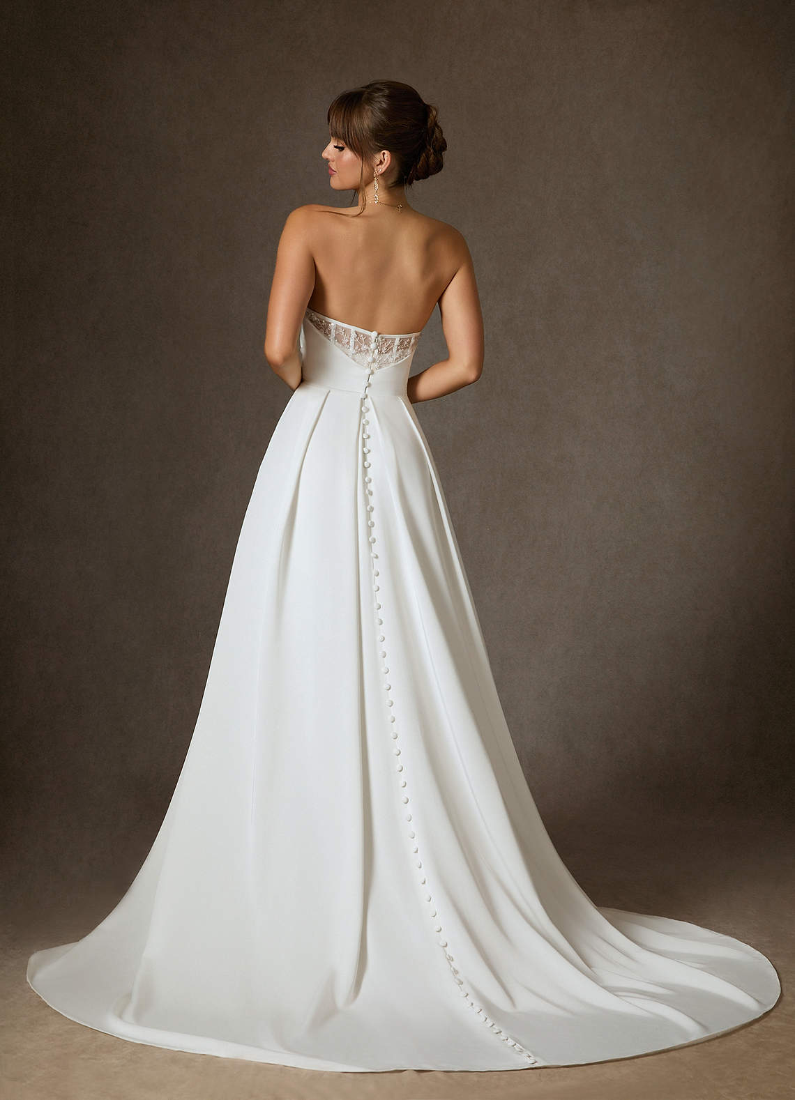 Diamond White A-Line Sequins Crepe Back Satin Dress