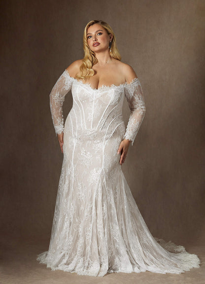 Diamond White Mermaid Off the Shoulder Tulle Dress