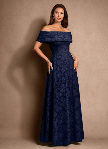 Dark Navy A-Line Pleated Floral Burnout Dress