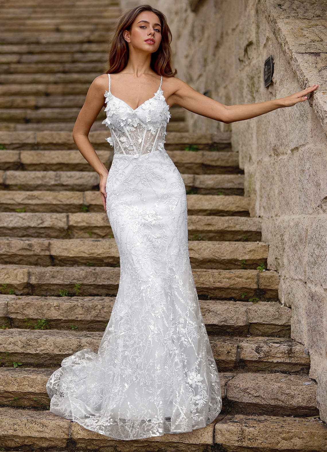 Blazing White Glitter Prom Dress