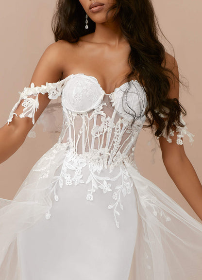 Diamond White A-Line Sequins Tulle Dress