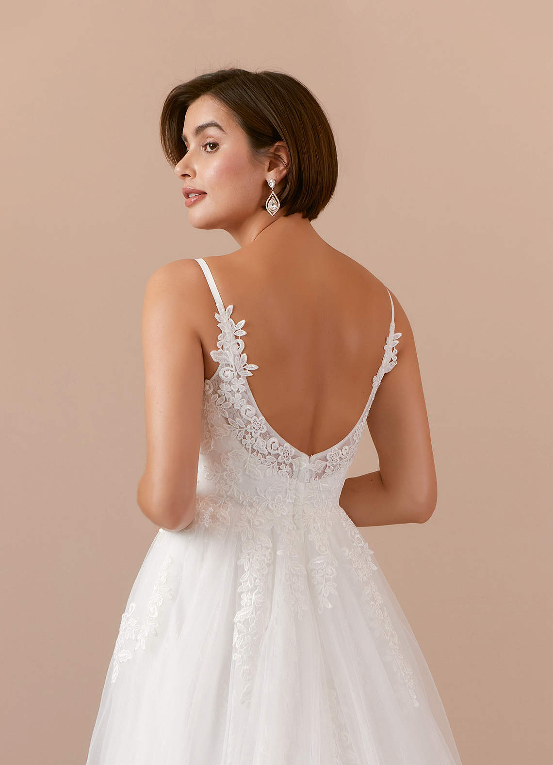 Diamond White A-Line Lace Tulle Dress