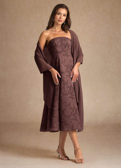 Espresso A-Line Pleated Floral Burnout Dress