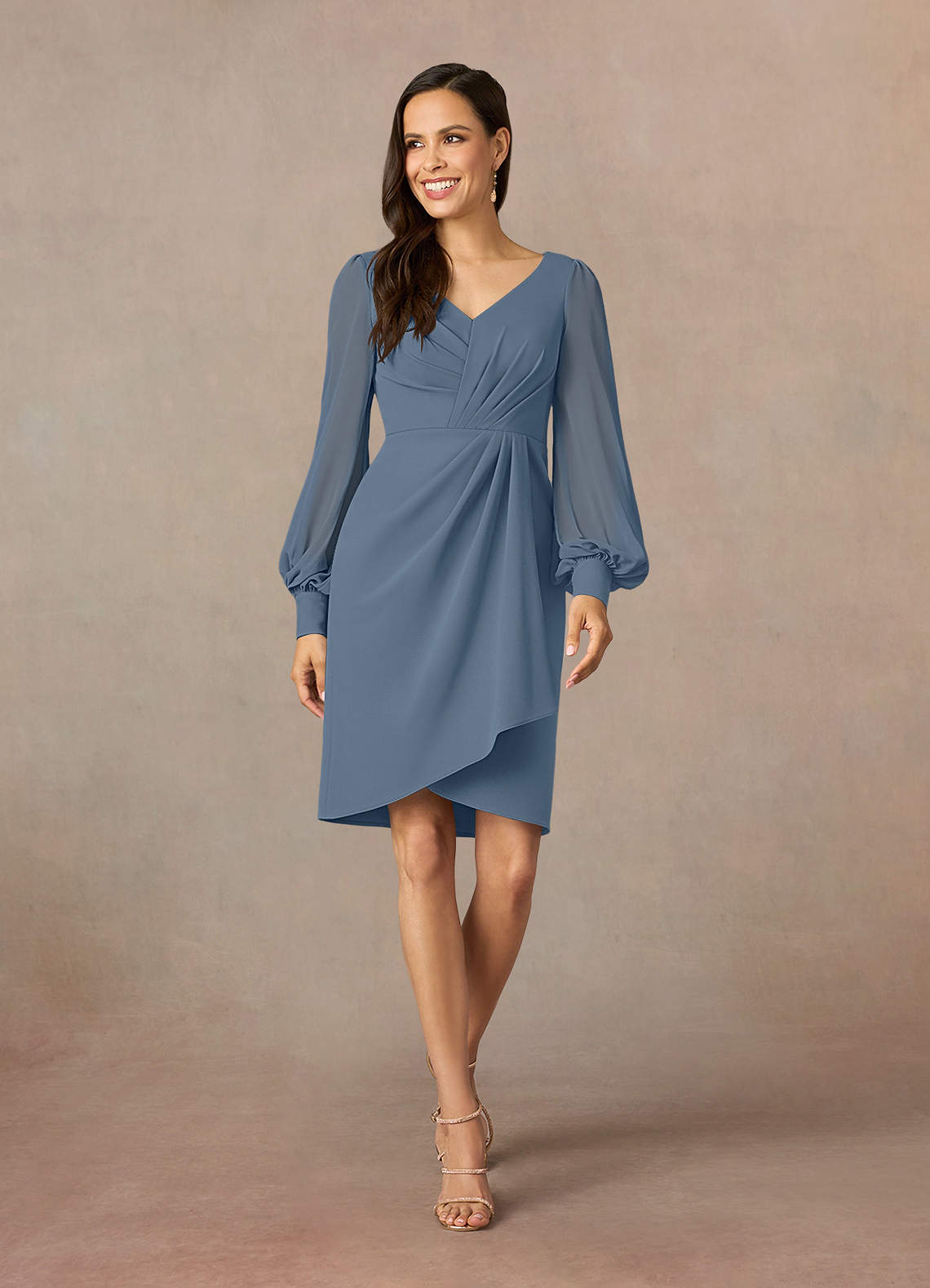 Twilight Sheath Pleated Stretch Crepe Dress
