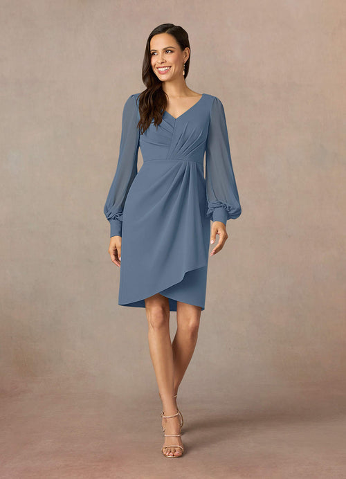 Twilight Sheath Pleated Stretch Crepe Dress