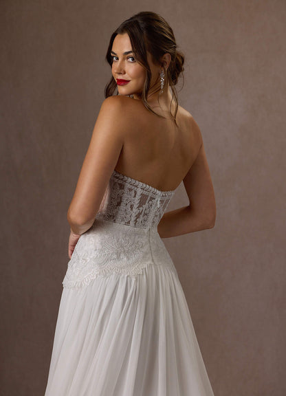 Diamond White A-Line Off the Shoulder Lace Dress