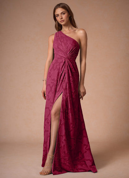 Hermosa Merlot One Shoulder Maxi Dress  Dress