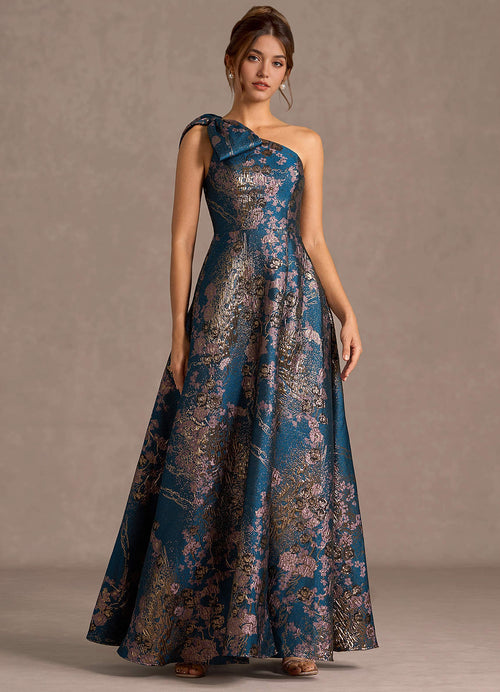 Jonelle Teal Floral Maxi Dress