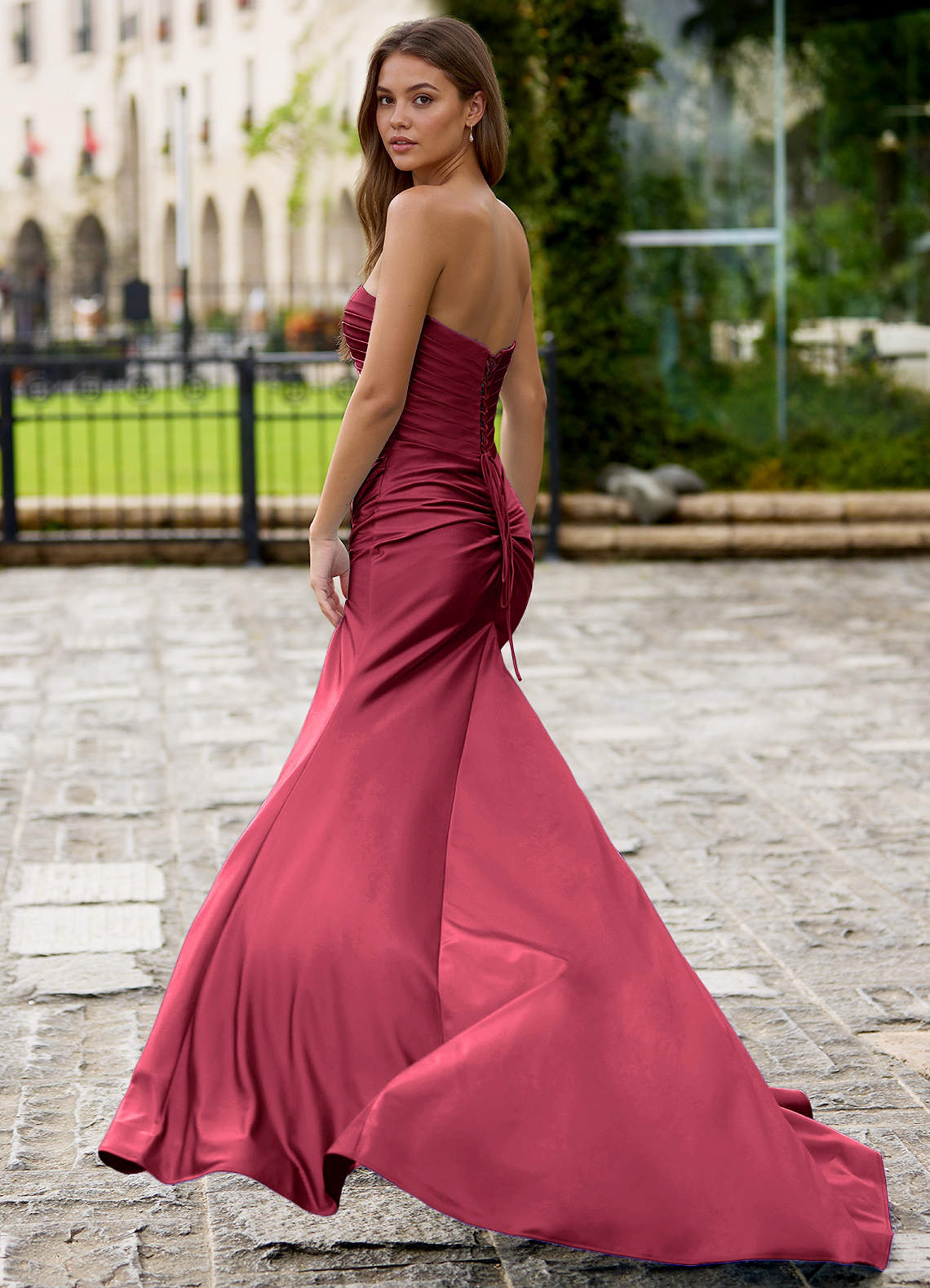 Glitz Burgundy Mermaid Prom Dress  Dress