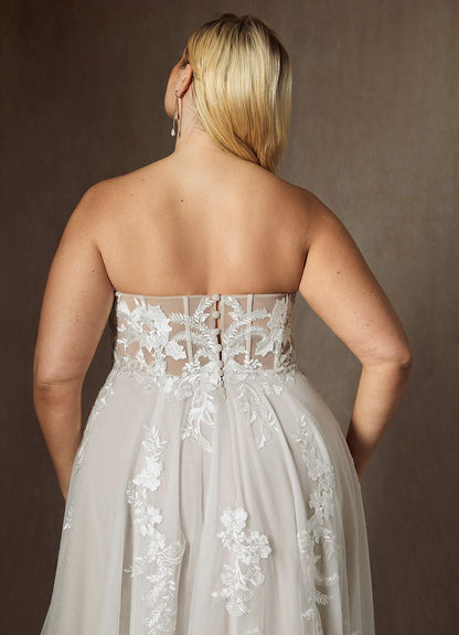 Diamond White A-Line Sequins Tulle Dress