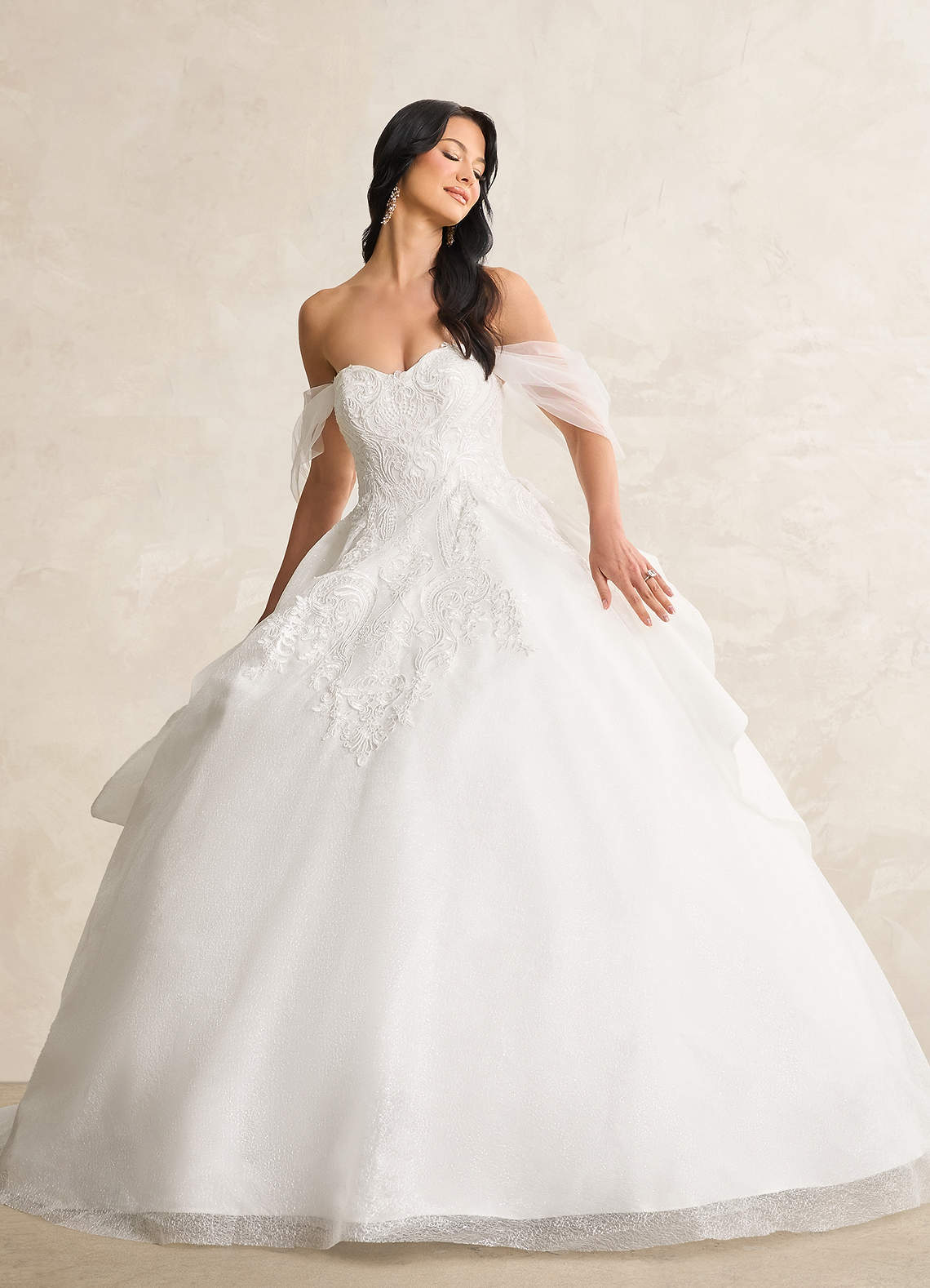 Diamond White Ball-Gown Sequins Tulle Dress