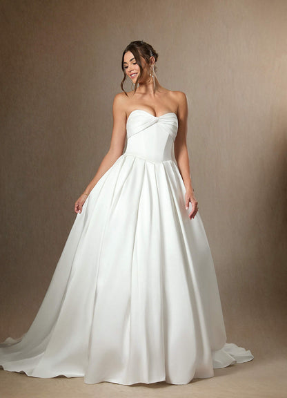 Diamond White Ball-Gown Strapless Double Faced Satin Dress