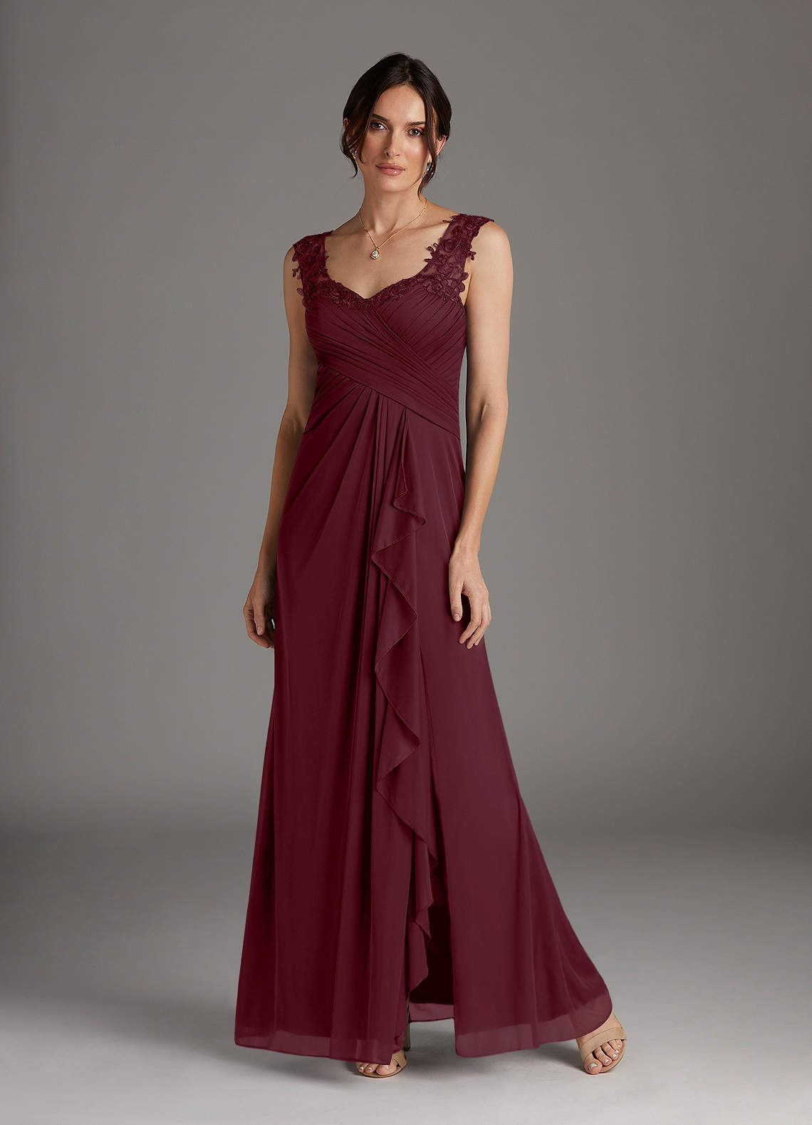 Cabernet A-Line Sweetheart Neckline Pleated Mesh Dress