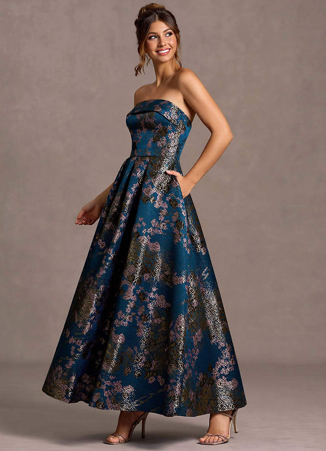 Xamira Teal Floral Maxi Dress  Dress