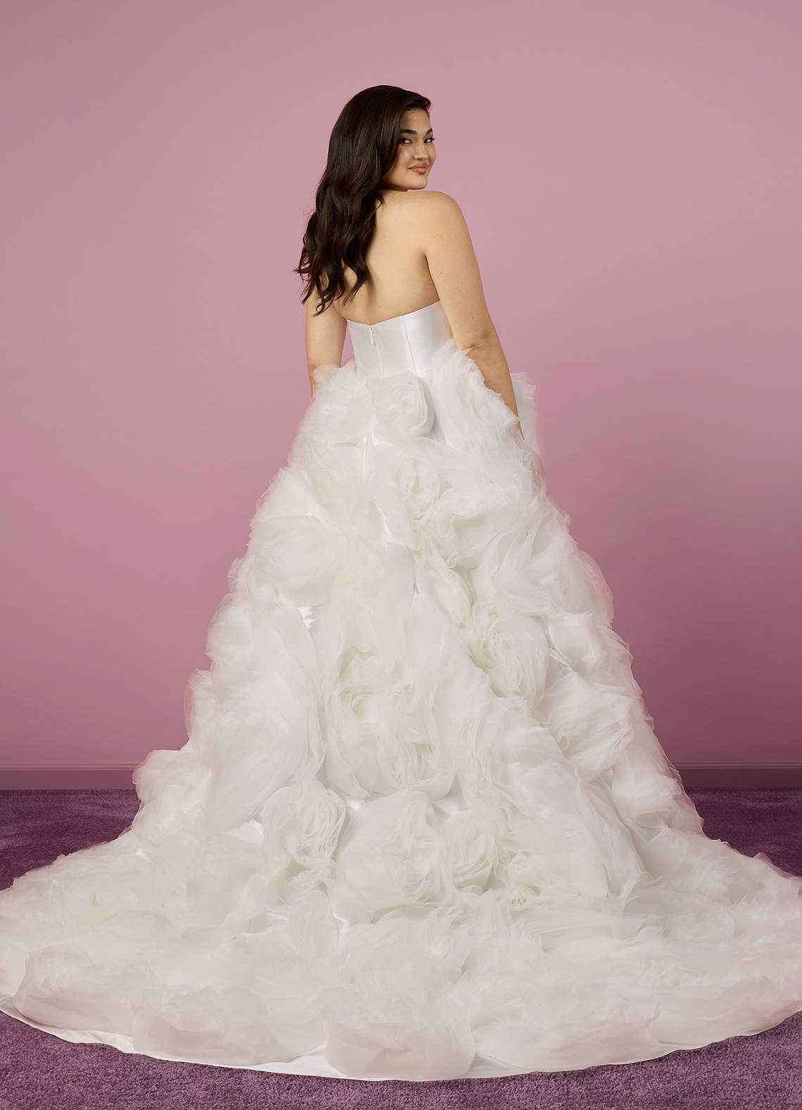 Diamond White Ball-Gown Strapless Organza Dress Diamond White