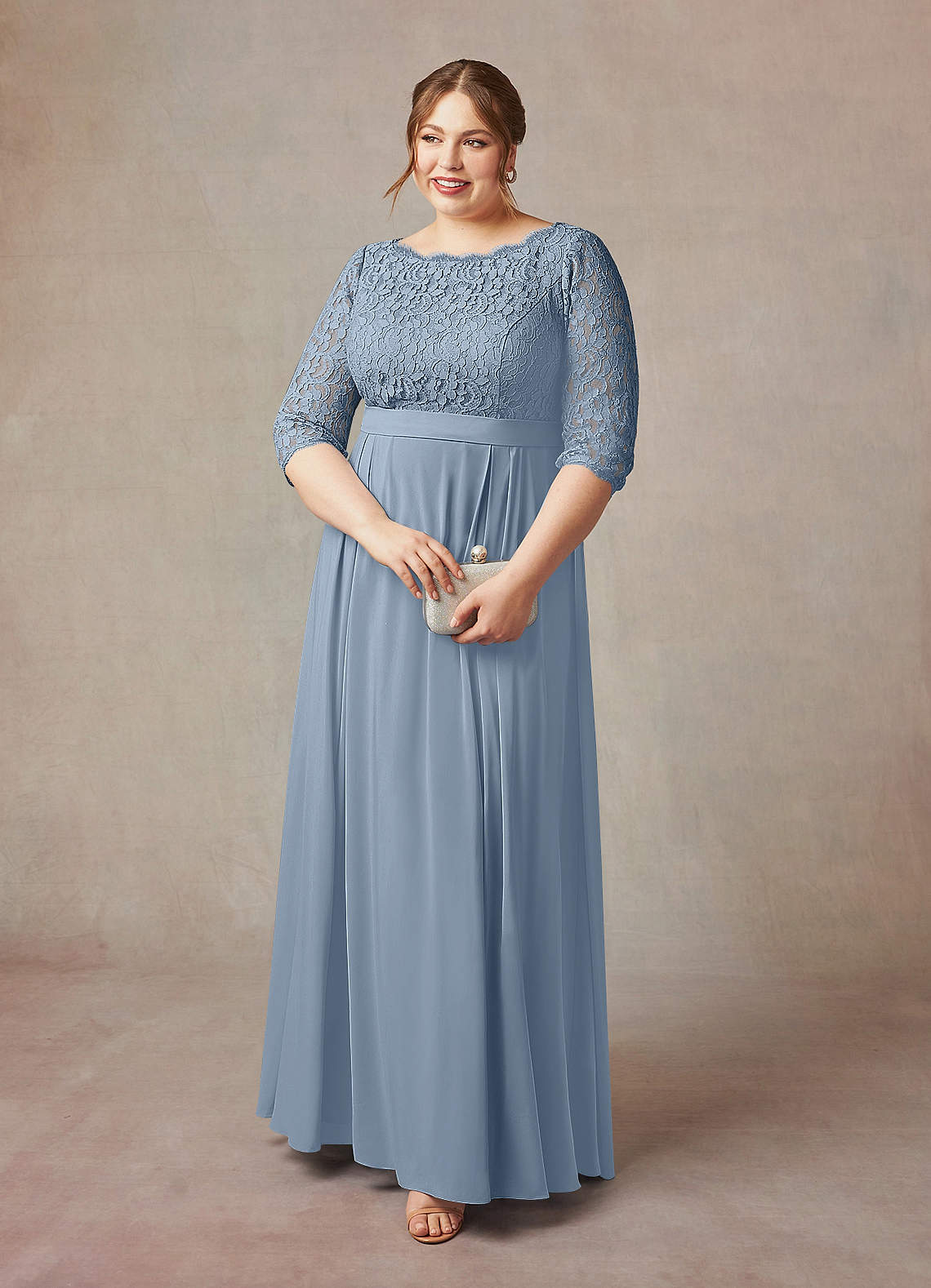 Dusty Blue A-Line Lace Dress