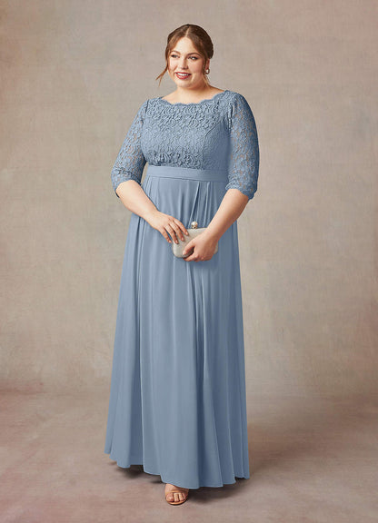 Dusty Blue A-Line Lace Dress