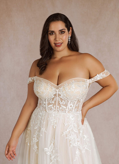 Diamond White Champagne A-Line Sequins Tulle Dress