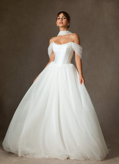 Diamond White Ball-Gown Tulle Dress