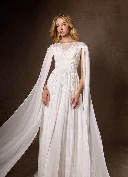 Diamond White A-Line Scoop Chiffon Dress