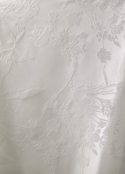 Diamond White A-Line Strapless Floral Jacquard Dress