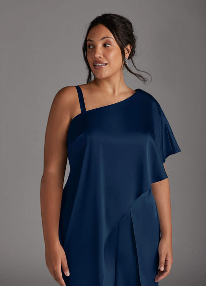 Dark Navy Jumpsuit/Pantsuit Stretch Satin Dress