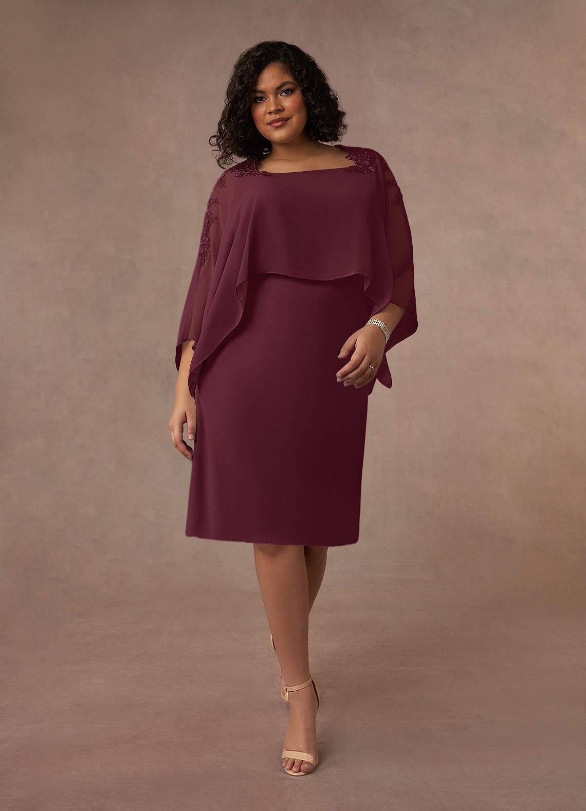 Cabernet Sheath Lace Chiffon Dress
