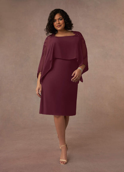 Cabernet Sheath Lace Chiffon Dress