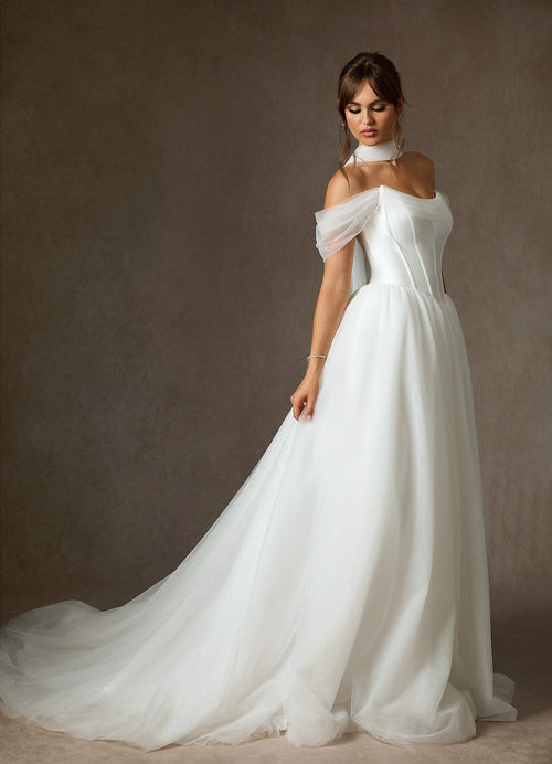 Diamond White Ball-Gown Tulle Dress