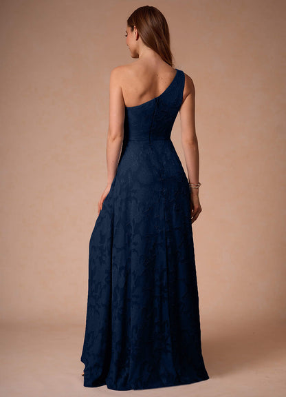 Hermosa Navy One Shoulder Maxi Dress  Dress