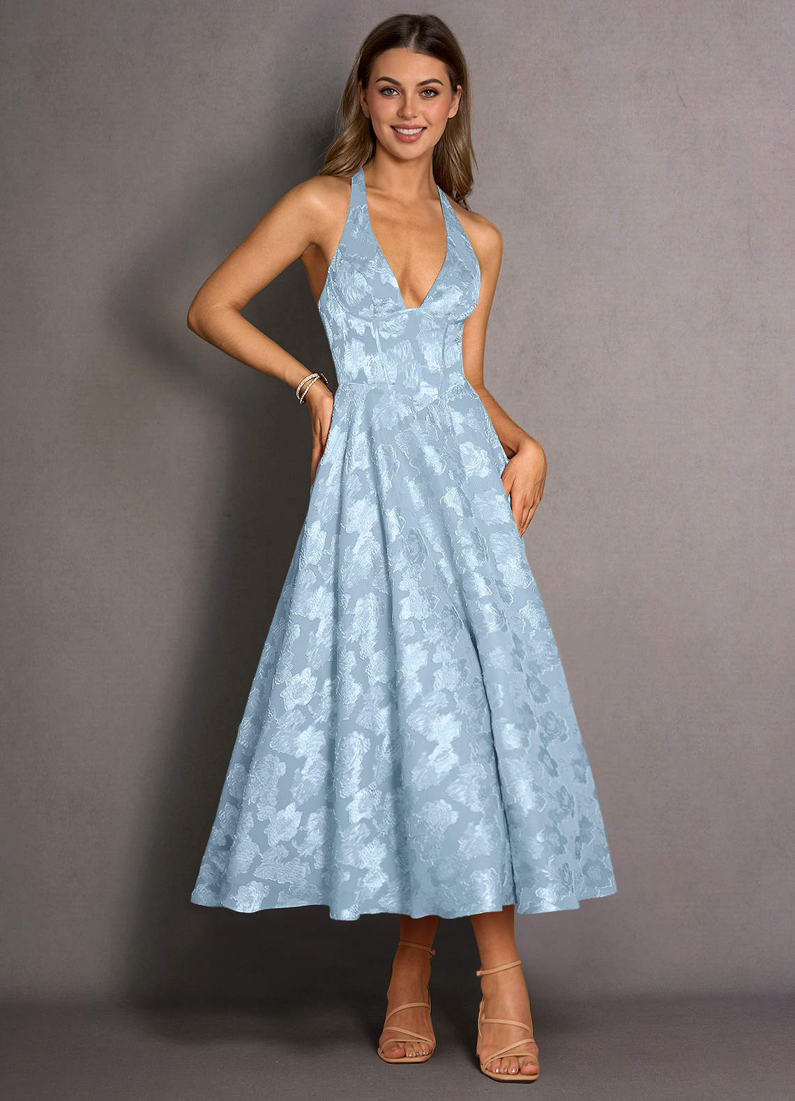 Isabeau Powder Blue Midi Dress  Dress