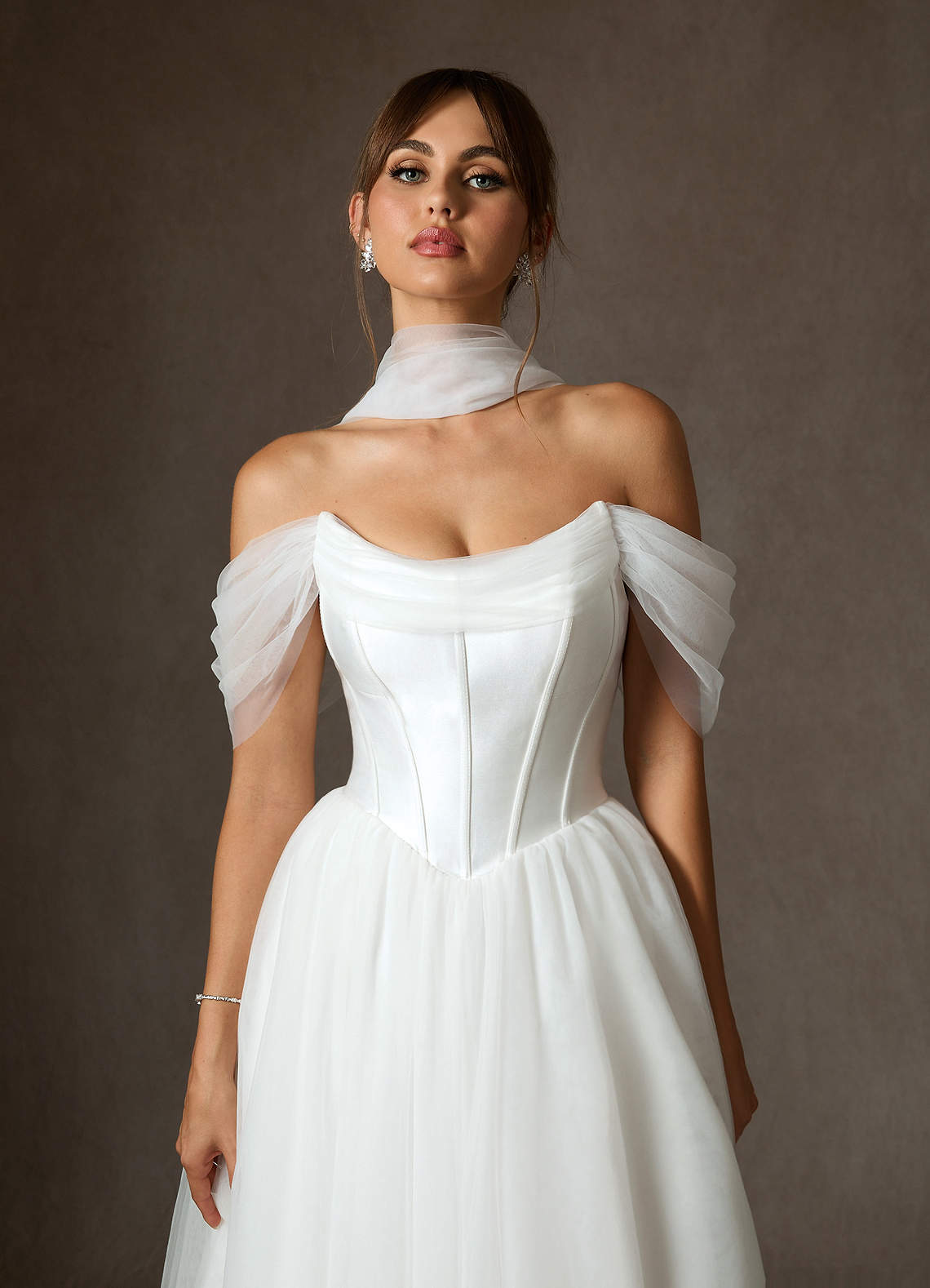 Diamond White Ball-Gown Tulle Dress