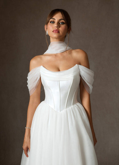 Diamond White Ball-Gown Tulle Dress