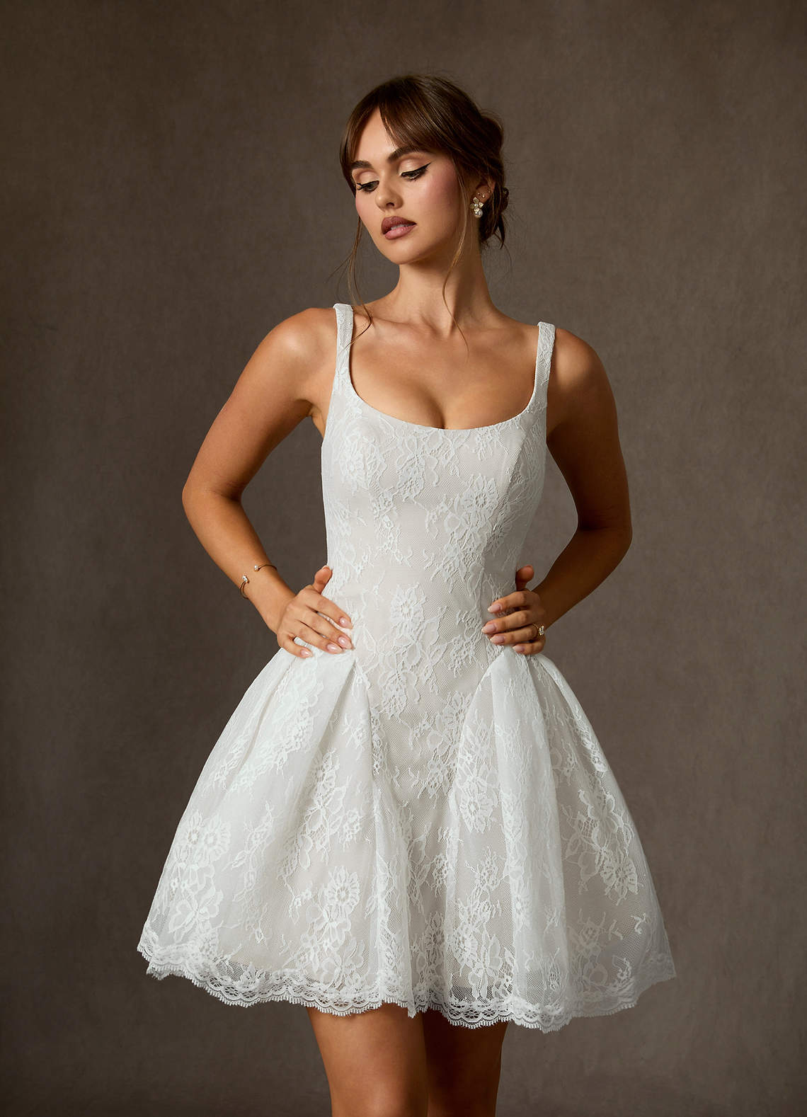 Diamond White A-Line Lace Dress
