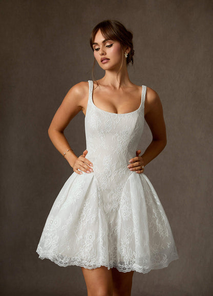 Diamond White A-Line Lace Dress