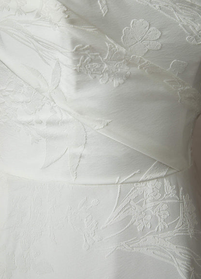 Diamond White Ball-Gown Floral Jacquard Dress