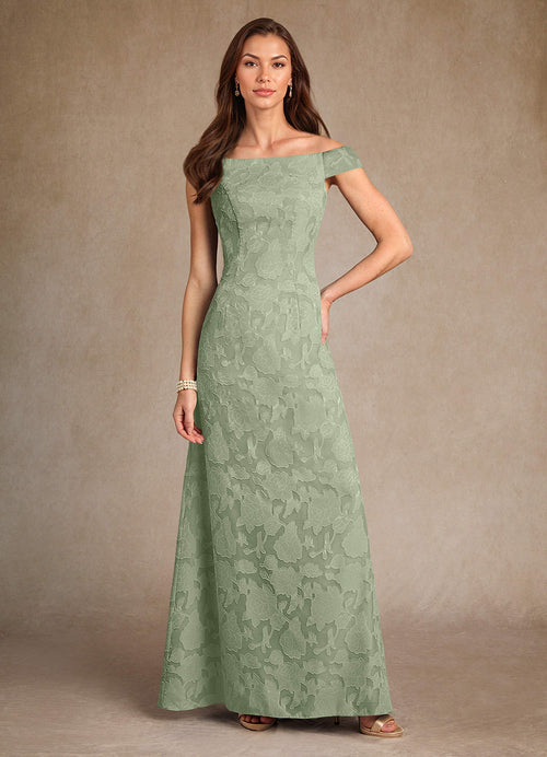 Dusty Sage A-Line Boatneck Floral Burnout Dress