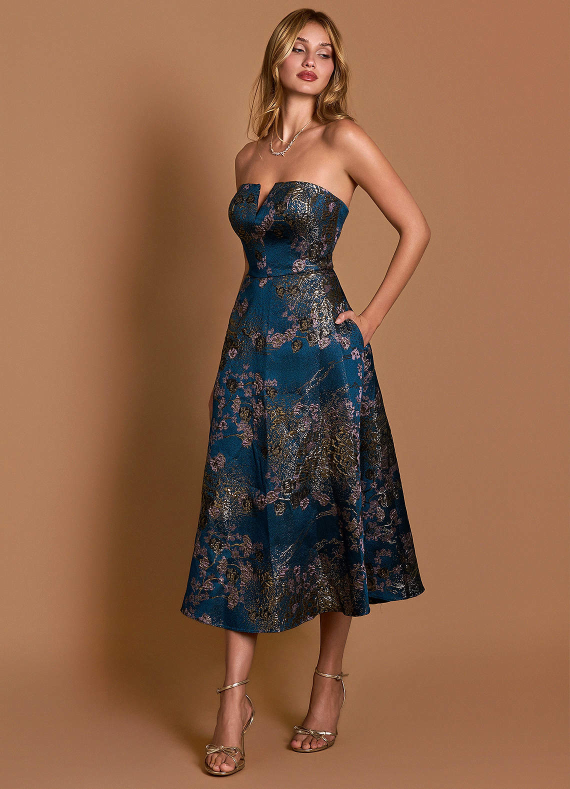 Marlie Teal Floral Midi Dress