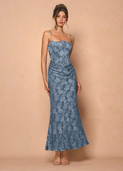 Ezrena Dusty Blue Maxi Dress